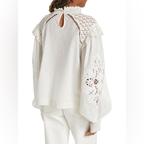 FARM RIO Romantic Embroidered Lace Blouse (109) - Picture 4 of 13